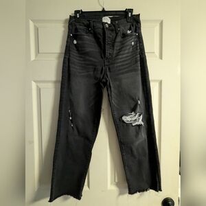 Serra Retreat Joie Rucker Stretch Denim Jeans Distressed Charcoal Cropped High